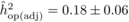 $\hat {h}_{\rm op(adj)}^2= 0.18 \pm0.06$